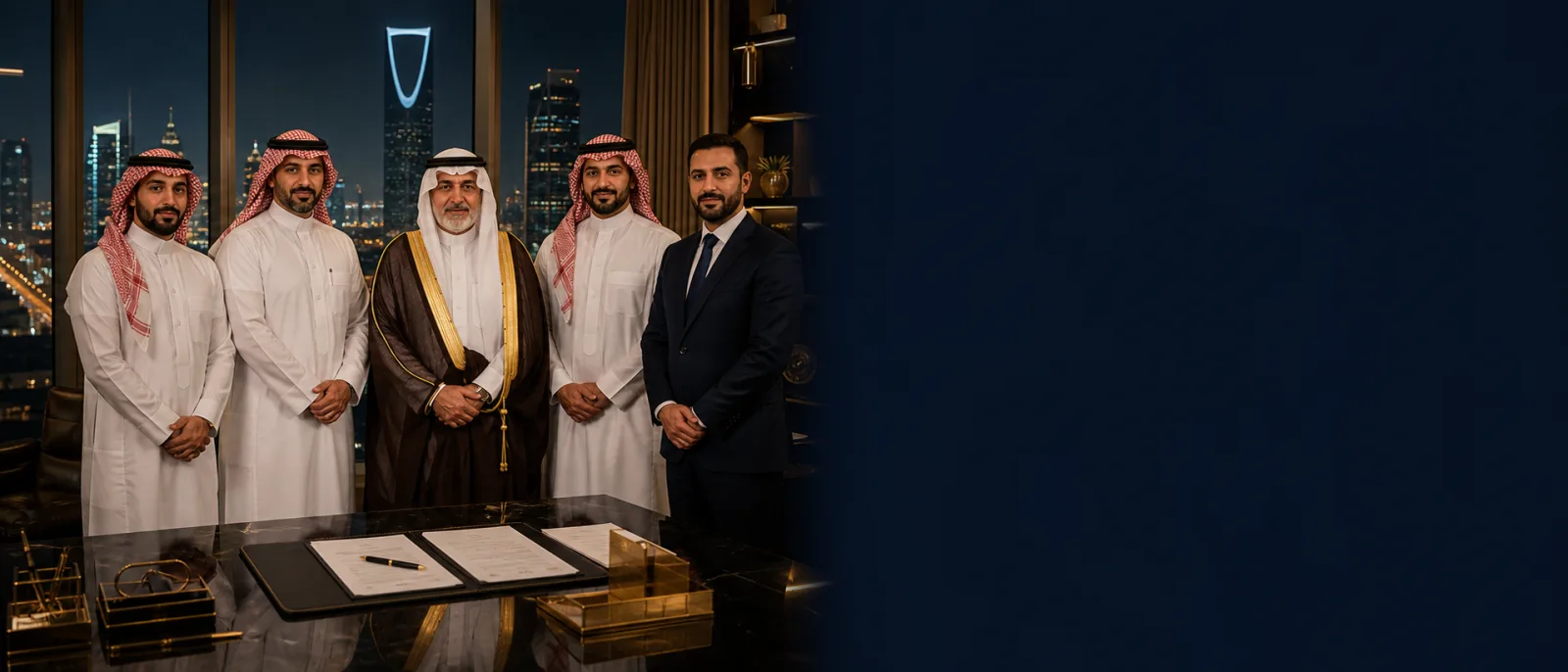 مؤسس وأبناؤه ومستشار قانوني بعد إعداد حوكمة الشركة العائلية