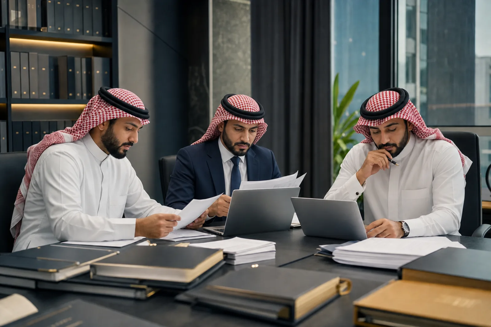 فريق فحص قانوني نافي للجهالة يراجع مستندات شركة