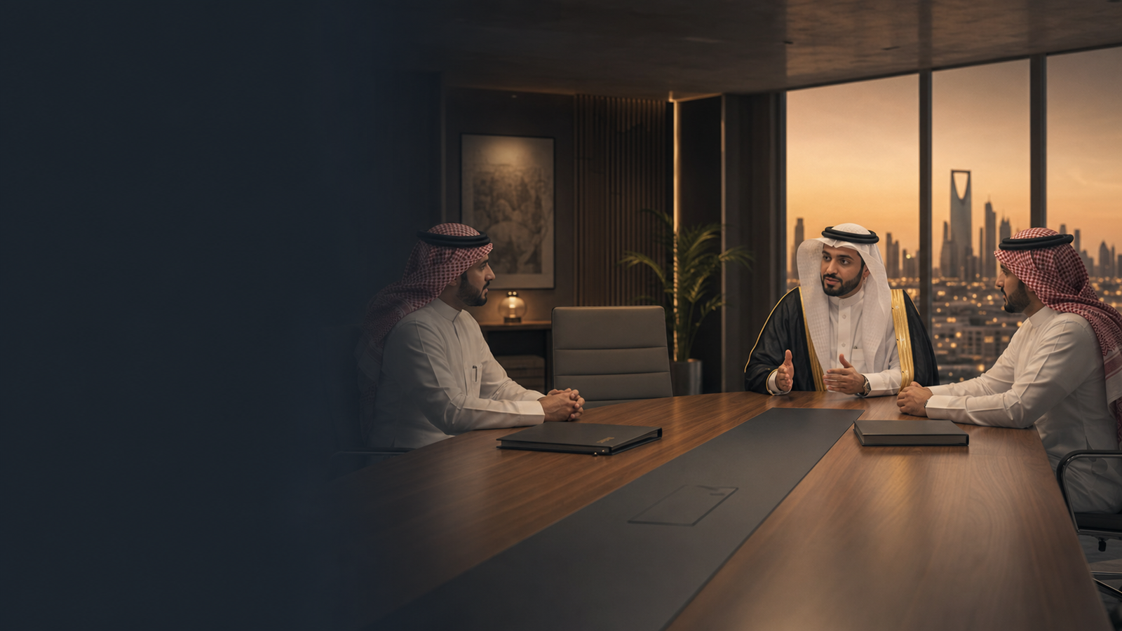 محامي شركات يناقش نزاعًا بين شركاء في الرياض