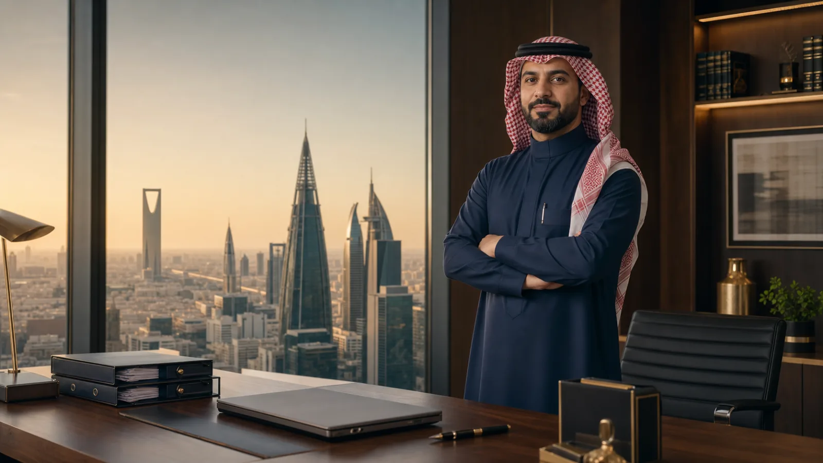 محامي تجاري في الرياض داخل مكتب قانوني حديث