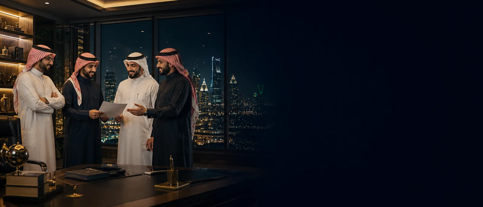 فريق مستشارين ورجال أعمال سعوديين بعد مراجعة حوكمة الشركة