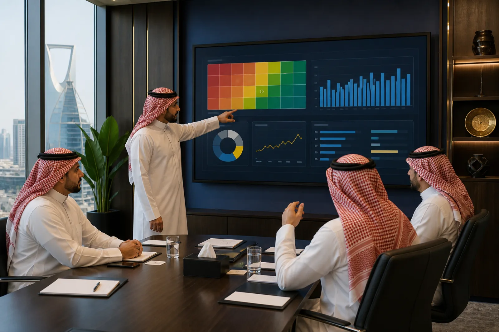 لجنة مخاطر من رجال تراجع مؤشرات الرقابة في شركة سعودية